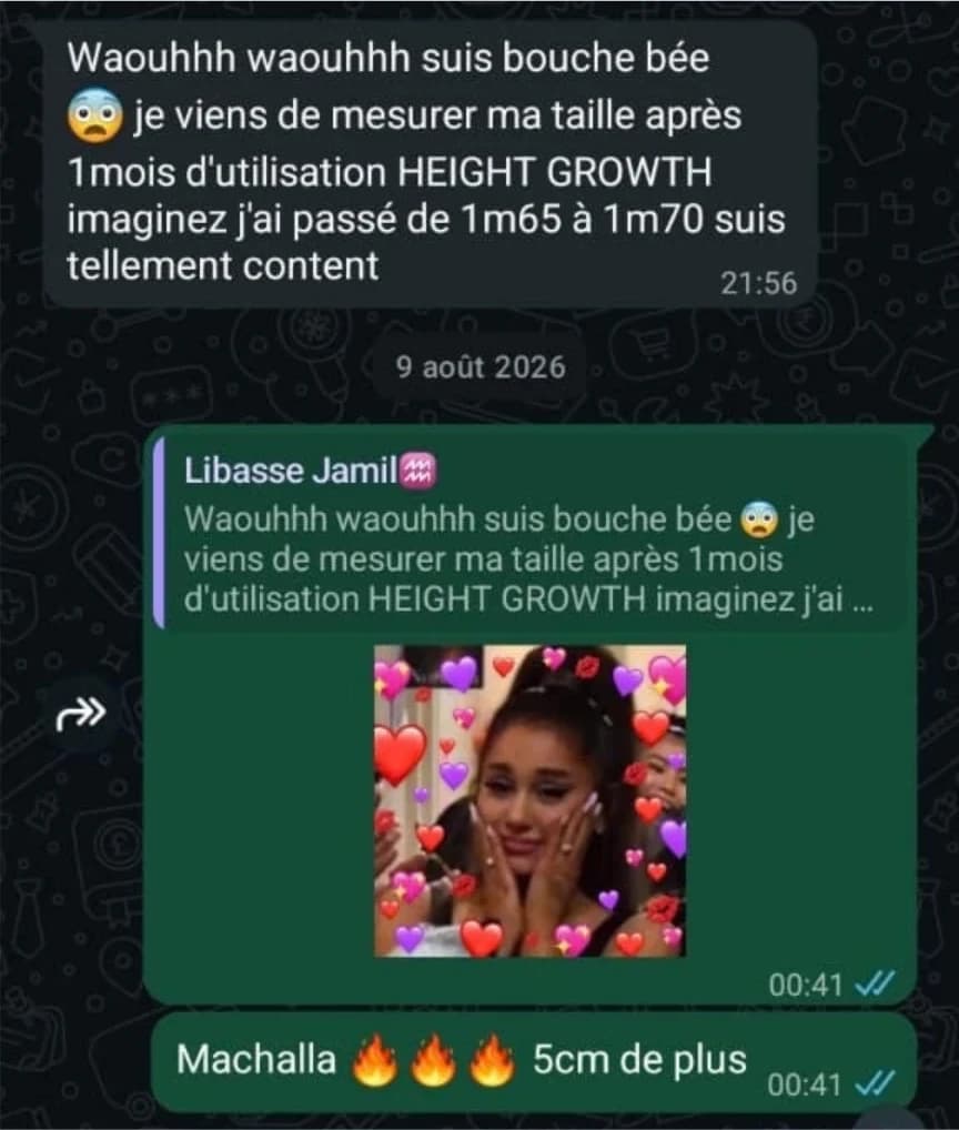 Capture d'écran WhatsApp d'un client